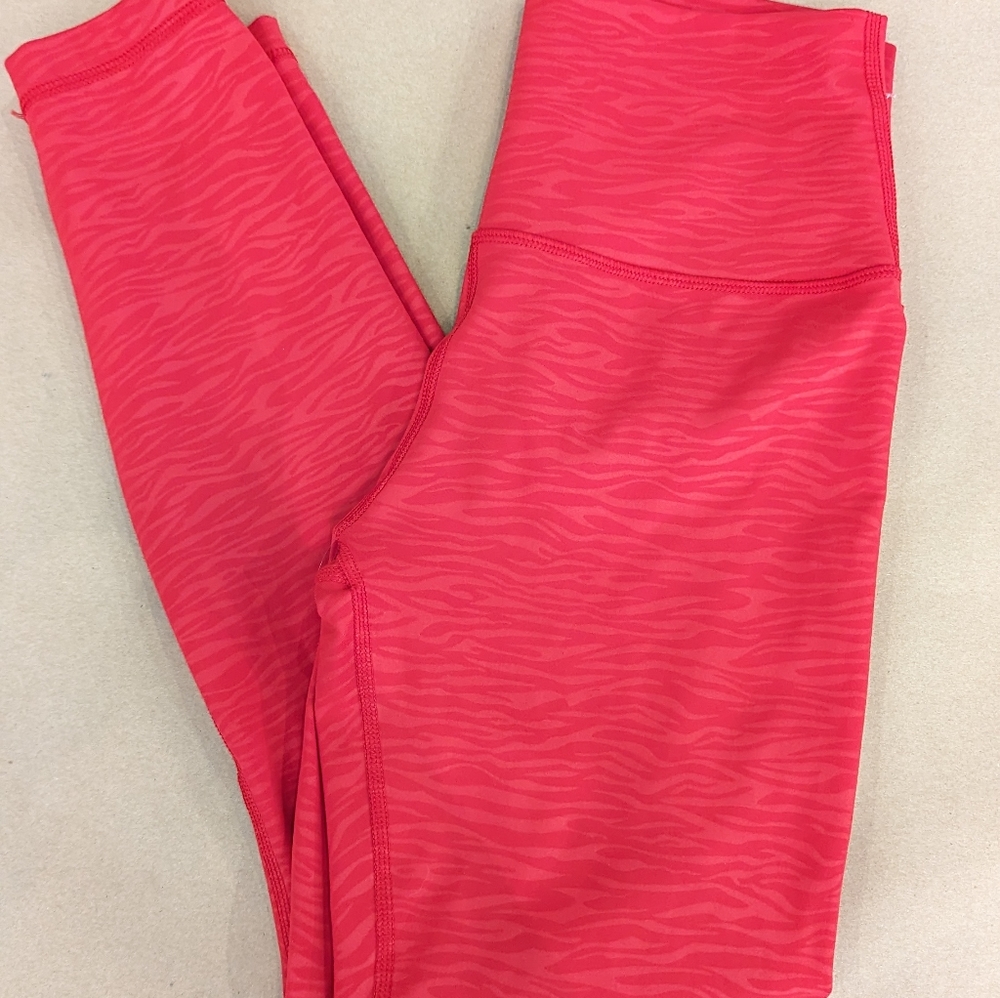 90° red ankle leggings compression fit zebra pattern size medium
